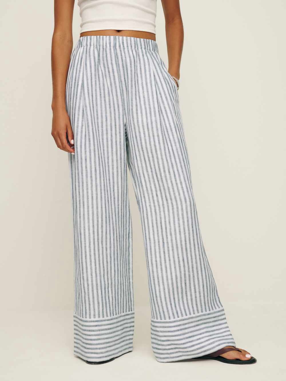 OG $188 Reformation Fernando Wide-Leg Striped Pants - Picture 2 of 5